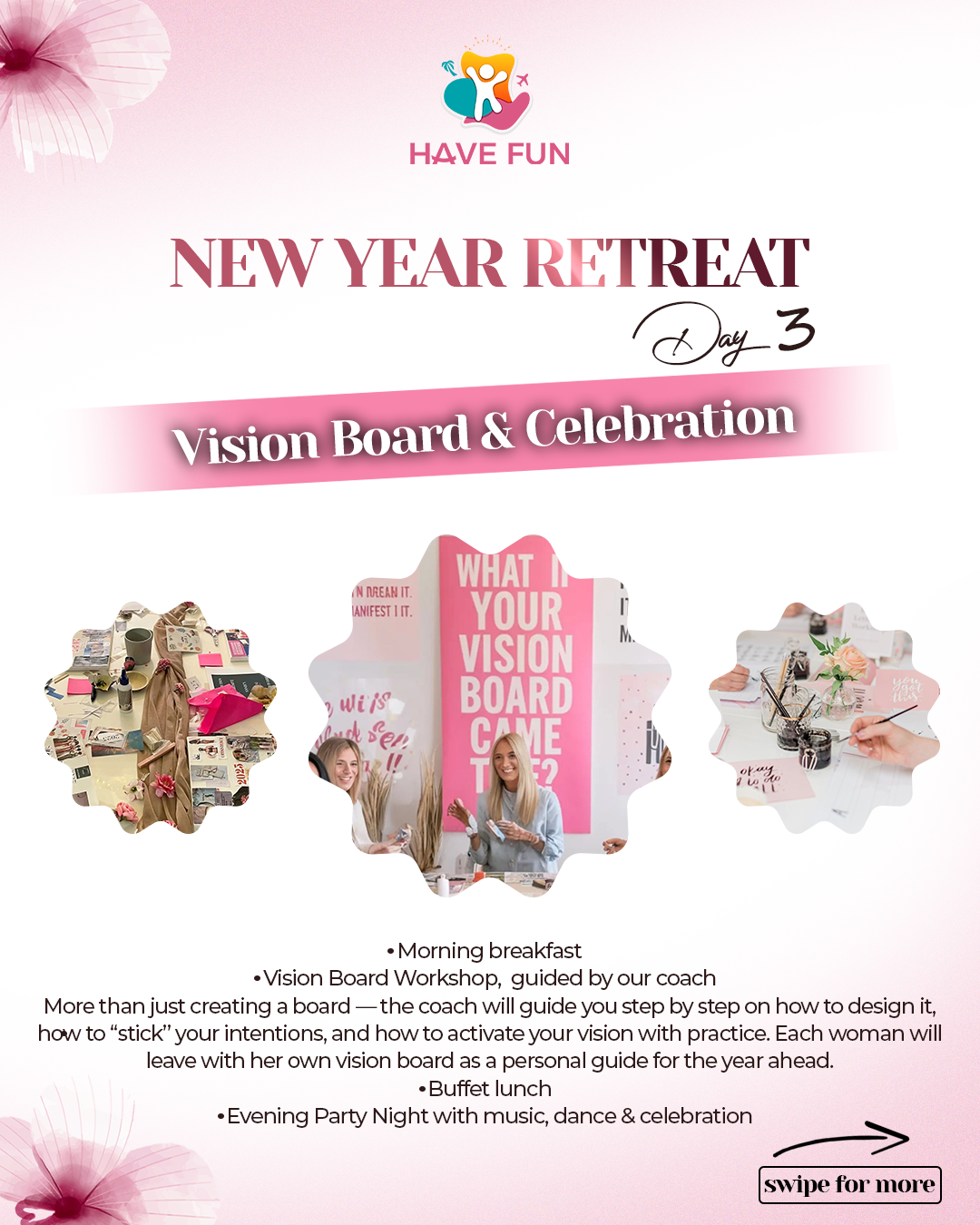 Ethnic women gathering for vision board workshop Day 3